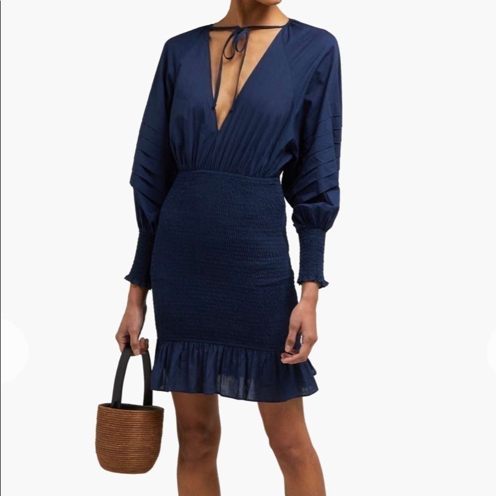 Rhode Anya smocked dress in navy